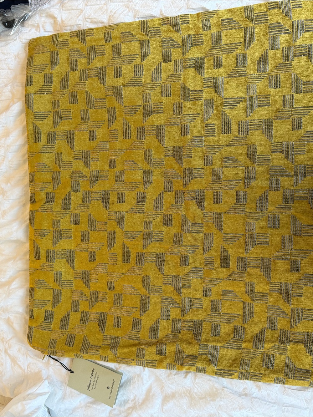 West Elm Mustard Geometric Jacquard Pillow Cover